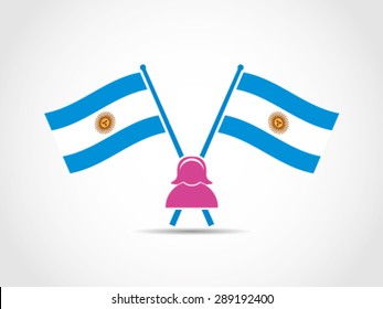 Argentina Emblem Crossed Flags Woman Feminism