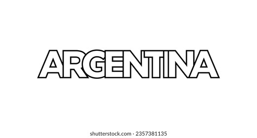 Argentina emblem for print and web. Design features geometric style, vector illustration with bold typography in modern font. Graphic slogan lettering isolated on white background.