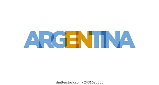 Argentina emblem for print and web. Design features geometric style, vector illustration with bold typography in modern font. Graphic slogan lettering isolated on white background.