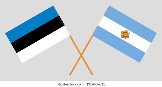 Argentina and Estonia. The Argentinean and Estonian flags. Official colors. Correct proportion. Vector illustration