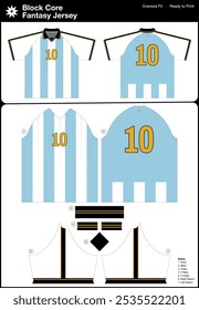 Argentina Fantasy Jersey Sublime Bloco Núcleo Tamanho Adequado Design