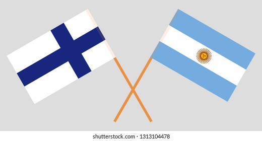 Argentina and Finland. The Argentinean and Finnish flags. Official colors. Correct proportion. Vector illustration