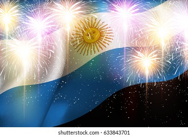 Argentina fireworks national flag background