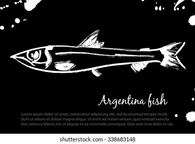 Argentina fish. Vector isolated illustration. Ink. Hand drawn