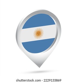 Argentina flag 3d pin icon. Vector illustration.