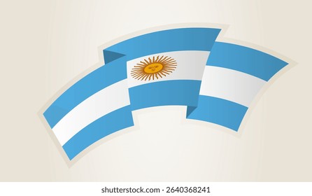 Argentina Flag in Abstract Ribbon Shape, National Symbol of the Argentina. This vector is ideal for use in national events, Independence Day, international sports competitions.