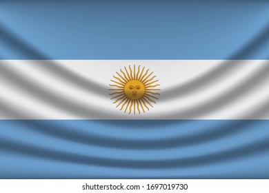 Argentina flag background with cloth texture.Argentina Flag vector illustration eps10. - Vector