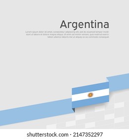 Argentina flag background. National poster. Ribbon argentina flag colors on white background. Vector flat banner design. State patriotic flyer, cover