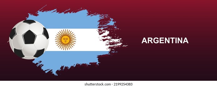 Argentina Flag with Ball. Soccer ball on the background of the flag of Argentina. Vector illustration for banner and poster.