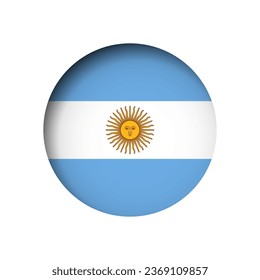 Bandera argentina - detrás del agujero de papel circular con sombra interior.