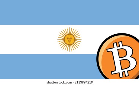 Icono de bitcoin de la bandera argentina activos digitales, curso legal