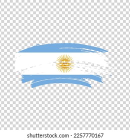 Argentina flag with brush paint textured isolated on png or transparent background, Symbol of Argentina, template for banner, promote, design.