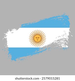 Argentina flag with brush paint textured isolated on grey background, template for banner, promote, design, and business matching country poster, vector illustration 