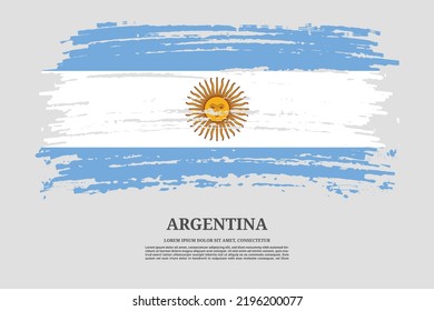 Bandera argentina con efecto de pincel y afiche de texto informativo, vector