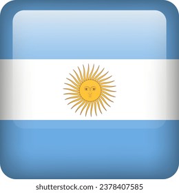 Argentinien Flaggenknopf. Square Emblem von Argentinien. Vektorgrafik 
Argentinische Flagge, Symbol. Farben korrekt.