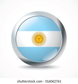 Argentina flag button - vector illustration