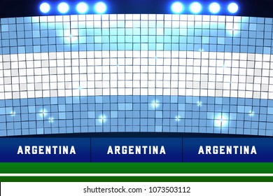 Argentina flag card stunts. Argentina soccer or football stadium background. vector