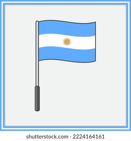Argentinische Flagge Cartoon Vektorgrafik. Flagge Argentiniens - flache Symbolübersicht
