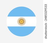 Argentina Flag Circle Icon Blue White Stripes Vector