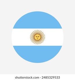 Argentina Flag Circle Icon Blue White Stripes Vector