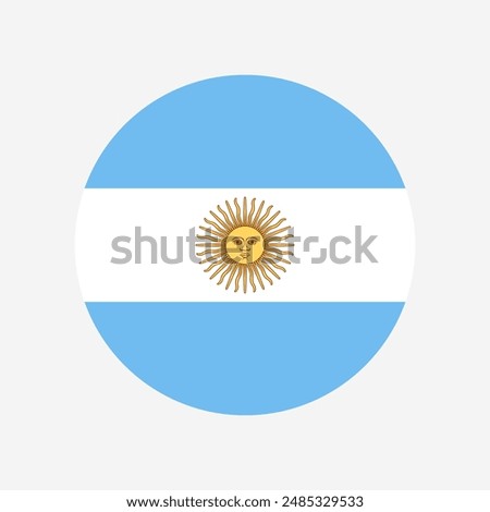 Argentina Flag Circle Icon Blue White Stripes Vector