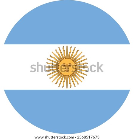 Argentina Flag Circle Icon Blue White Stripes Vector, Round flag of Argentina on white background.