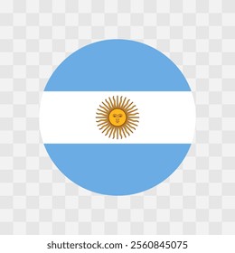 Argentina flag - circle vector flag isolated on checkerboard transparent background