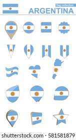 Argentina Flag Collection. Big set for design. Vector Illustration.