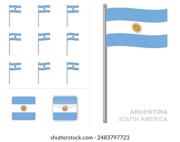 Argentina Flag Country Waving Animation App Icon Vector