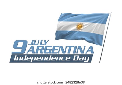 Argentina flag day icon logo sign art 9 9th nine of July design white blue poster flyer card modern Buenos Aires