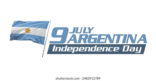 Argentina flag day icon logo sign art 9 9th nine of July design white blue poster flyer card modern Buenos Aires