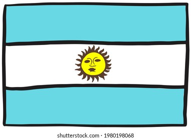 Bandera argentina Dibujo de Doodle Hand Dibujo simple de vector 