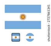 Argentina Flag Flat Icons Collection
