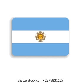 Argentina flag - flat vector rectangle with rounded corners and dropped shadow.