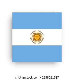 Argentina flag - flat vector square with sharp corners and dropped shadow.