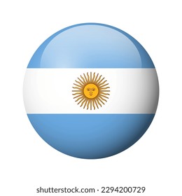 Argentina flag - glossy circle badge. Vector icon.