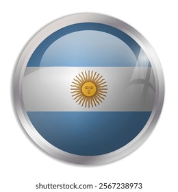 Argentina flag - glossy circle button displays a colorful flag representing a country cultural identity and heritage. The essence of national pride and unity.