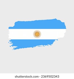 Argentina flag with grunge texture. Vector illustration of Argentina flag painted with brush with grunge effect and watercolor stroke. Happy Independence Day.