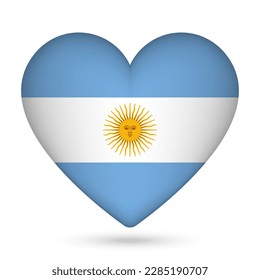 Argentina flag in heart shape. Vector illustration.