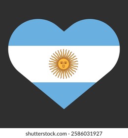 Argentina flag in heart vector illustration sign. Flag of argentina in the shape of Heart with contrasting contour, symbol of love for his country or valentine day, patriotism.