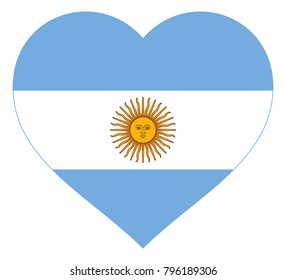 argentina flag in heart vector illustration sign. Flag of argentina in the shape of Heart with contrasting contour, symbol of love for his country or valentine day, patriotism.
