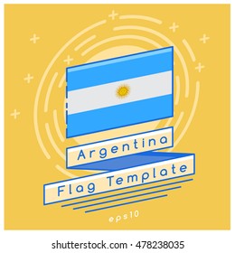 Argentina Flag  : Flag Icon With Festive Background : Vector Illustration