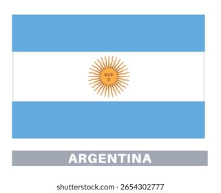 Bandeira da Argentina. Ícone Sinalizador. Cores padrão. Tamanho padrão. Bandeira retangular.