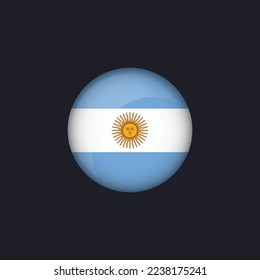 Argentina flag icon,Round Argentina flag icon vector isolated, Argentina flag button.