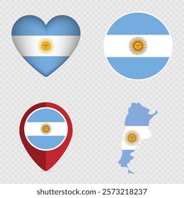 Argentina Flag Icons Pack. Vector illustration.