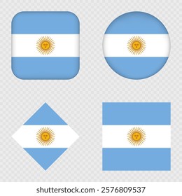 Argentina Flag Icons Pack. Vector illustration.