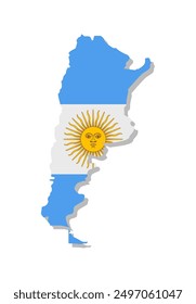 Argentina - Flag inscribed in the contour of the country. Vector illustration.