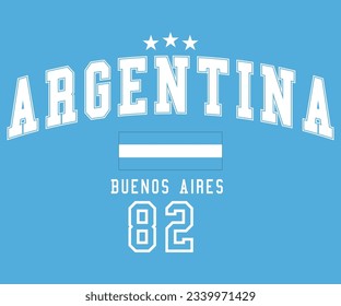 Argentina flag with jersey graphic element  Illustration template design tee shirt vector