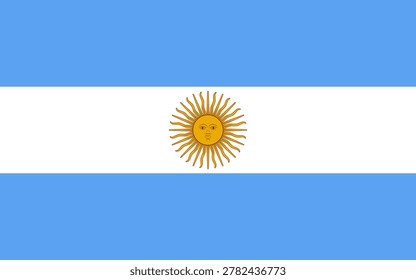 Argentina flag with light blue, white stripes and Sun of May emblem