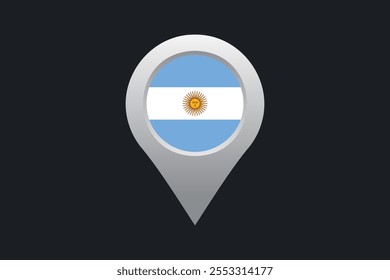 Bandeira da Argentina com sinal de localização, Bandeira da Argentina símbolo nacional ilustração Vetor, Retângulo Argentina bandeira ilustração, Vetor plano ilustração
